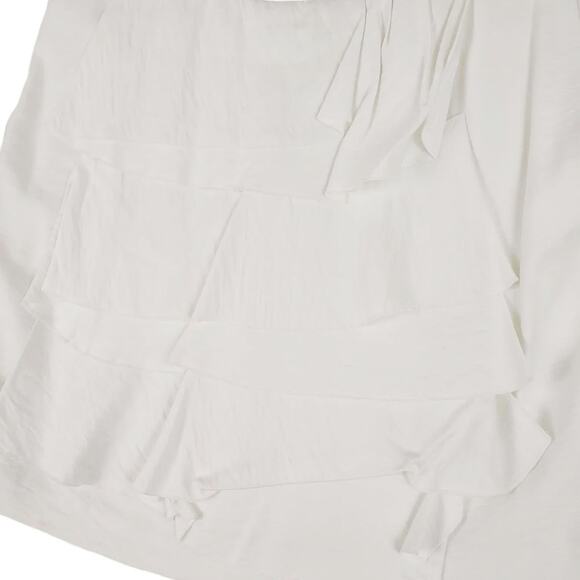BCBG Maxazria White Ruffle Layered Rayon Mini Skirt, Women's 6 Elastic Waist - Picture 5 of 7